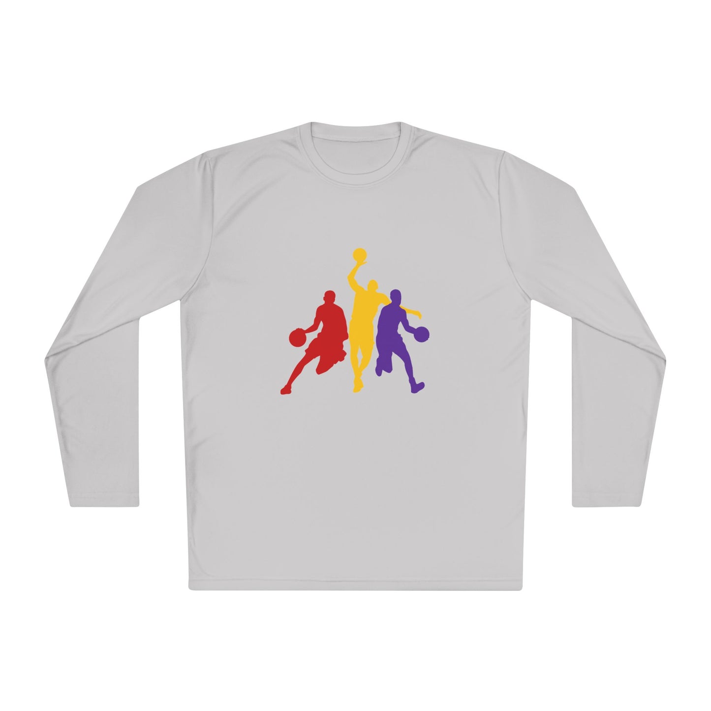 Basketball Silhouette Long Sleeve Tee — Colorful Players Graphic