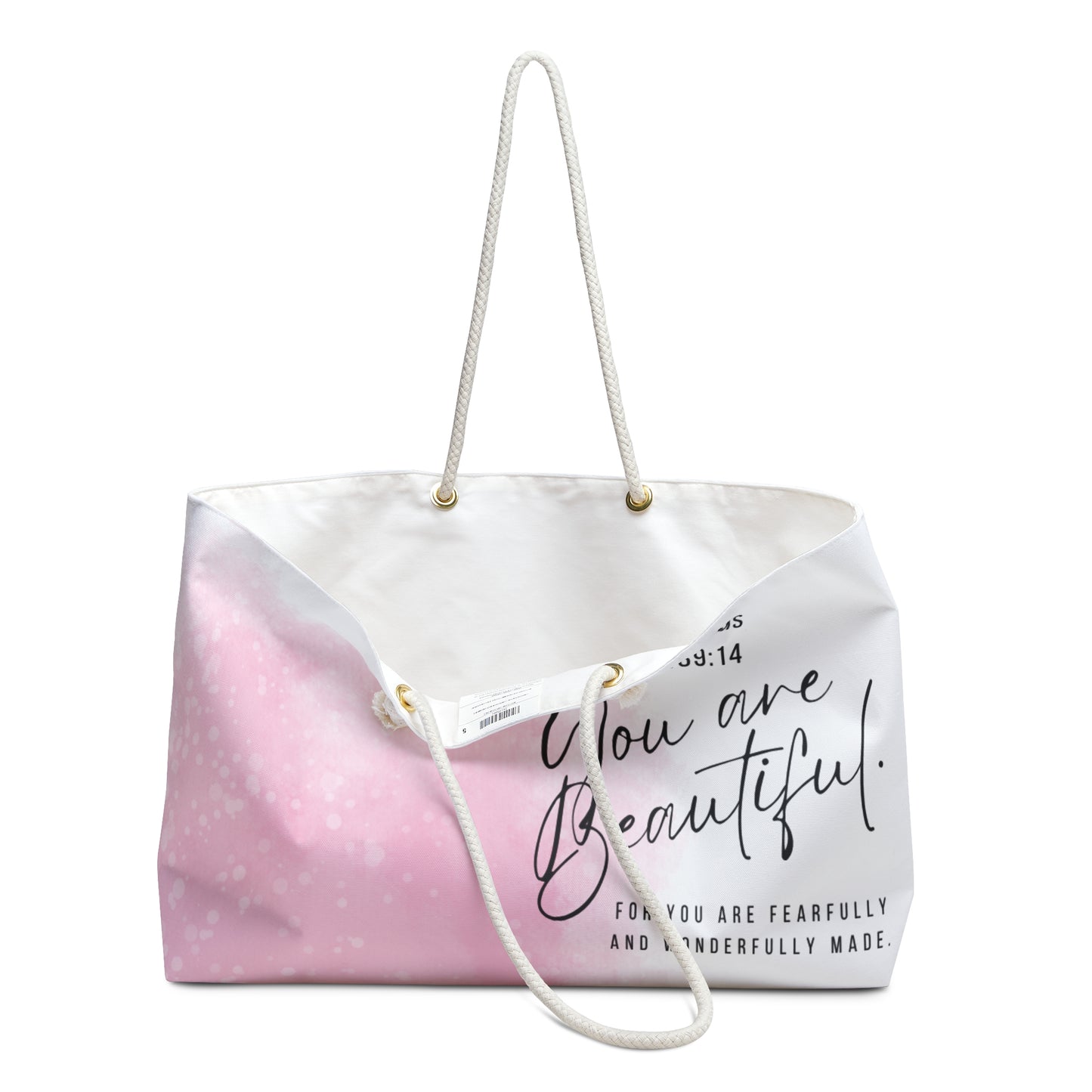You Are Beautiful Weekender Bag – Inspirational Psalm 139:14 Travel Tote