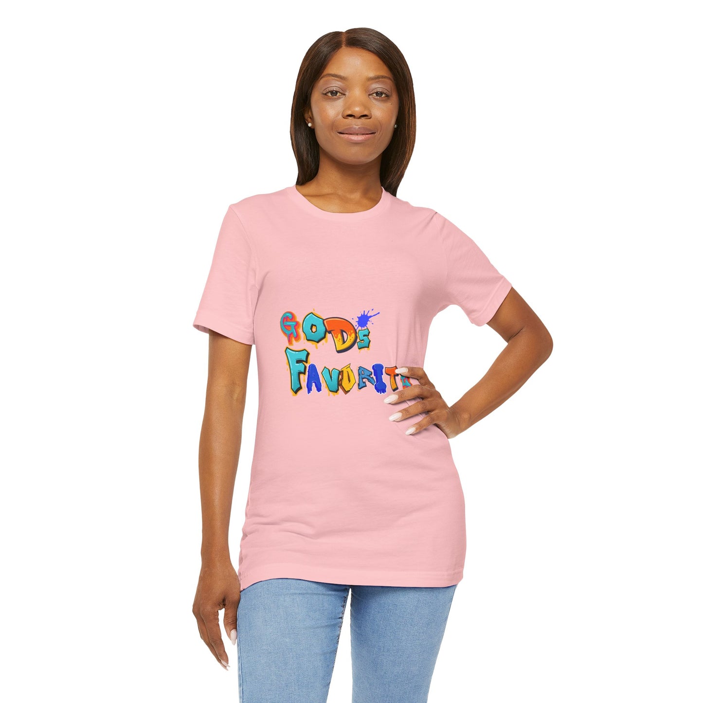 God's Favorite Graphic Tee — Colorful Handwritten Faith Shirt
