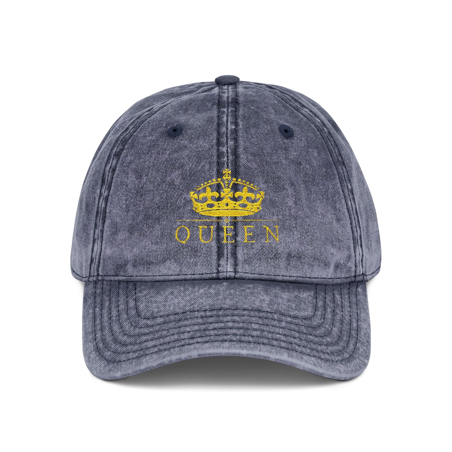 Embroidered 'Queen' Vintage Baseball Cap - Distressed Red Crown Hat