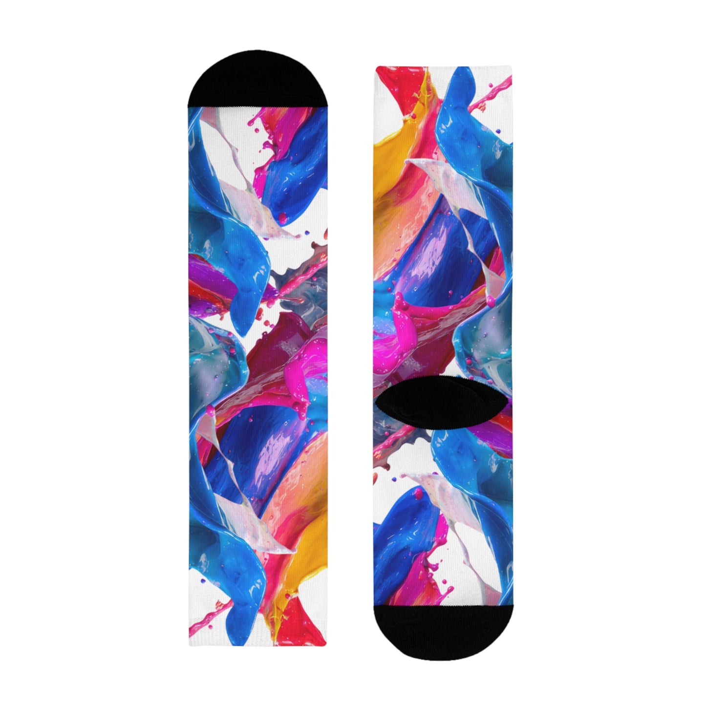 Abstract Paint Splash Crew Socks — Colorful Sublimation Art Socks