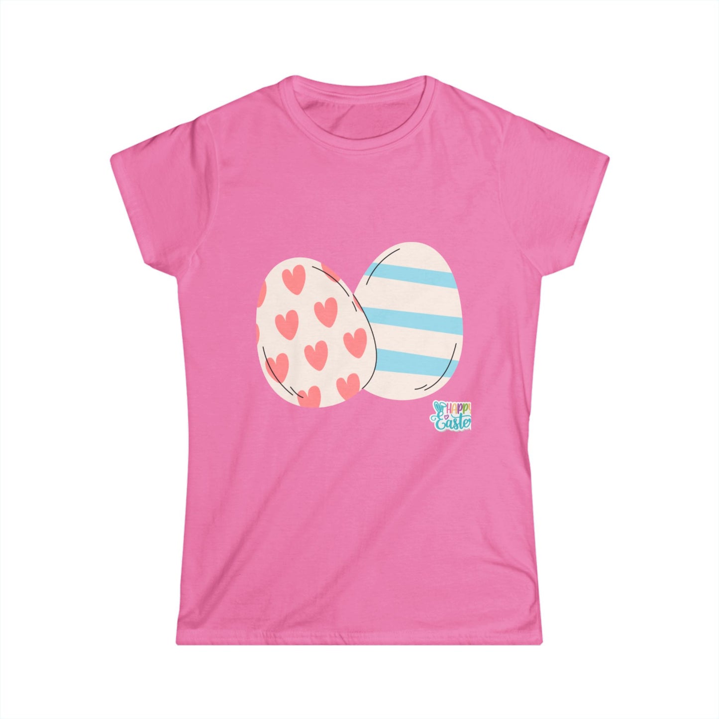 Easter Egg Pattern Women's Softstyle Tee – Cute Spring T-Shirt for Celebrations