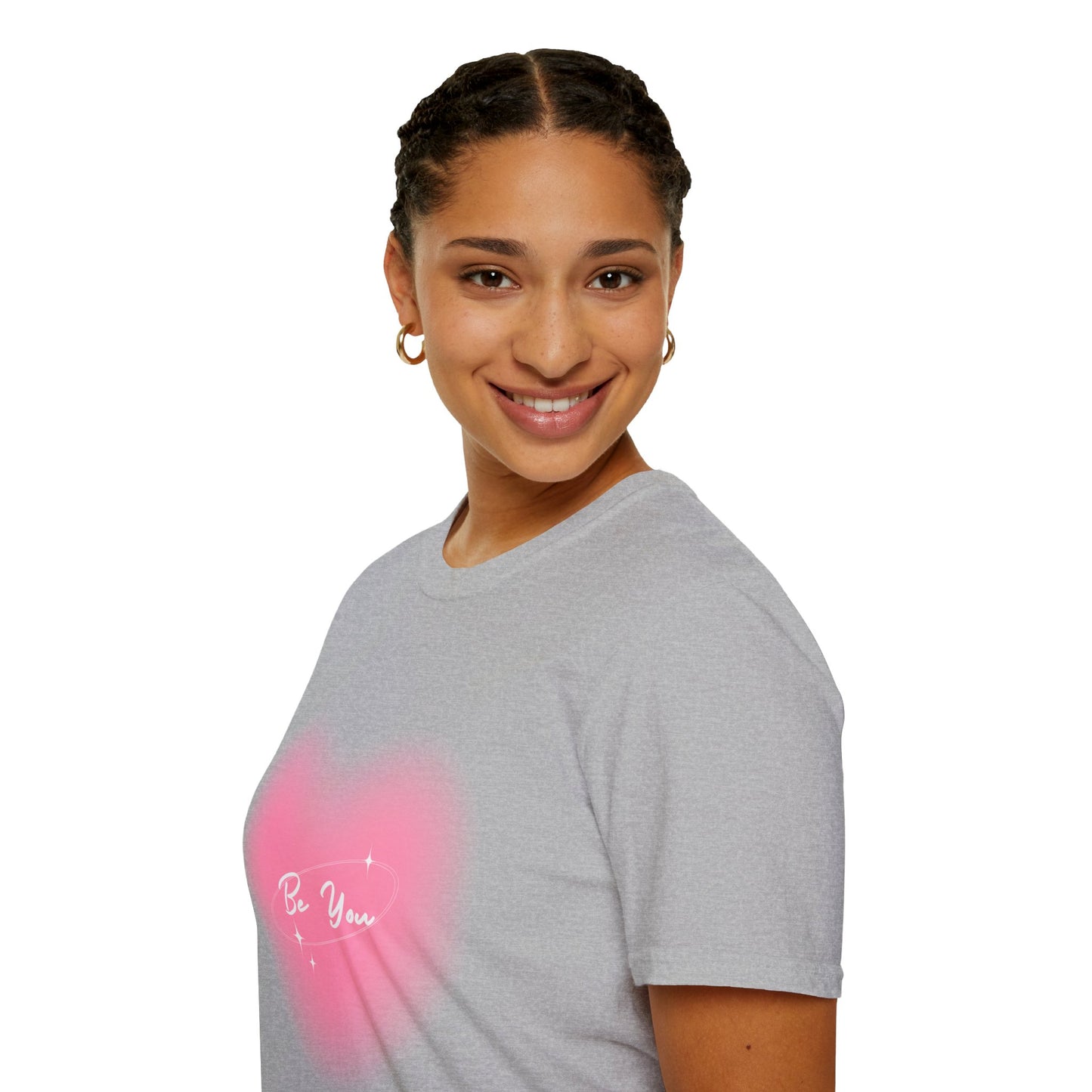 Heart Graphic T-Shirt — Pink “Be You” Inspirational Tee