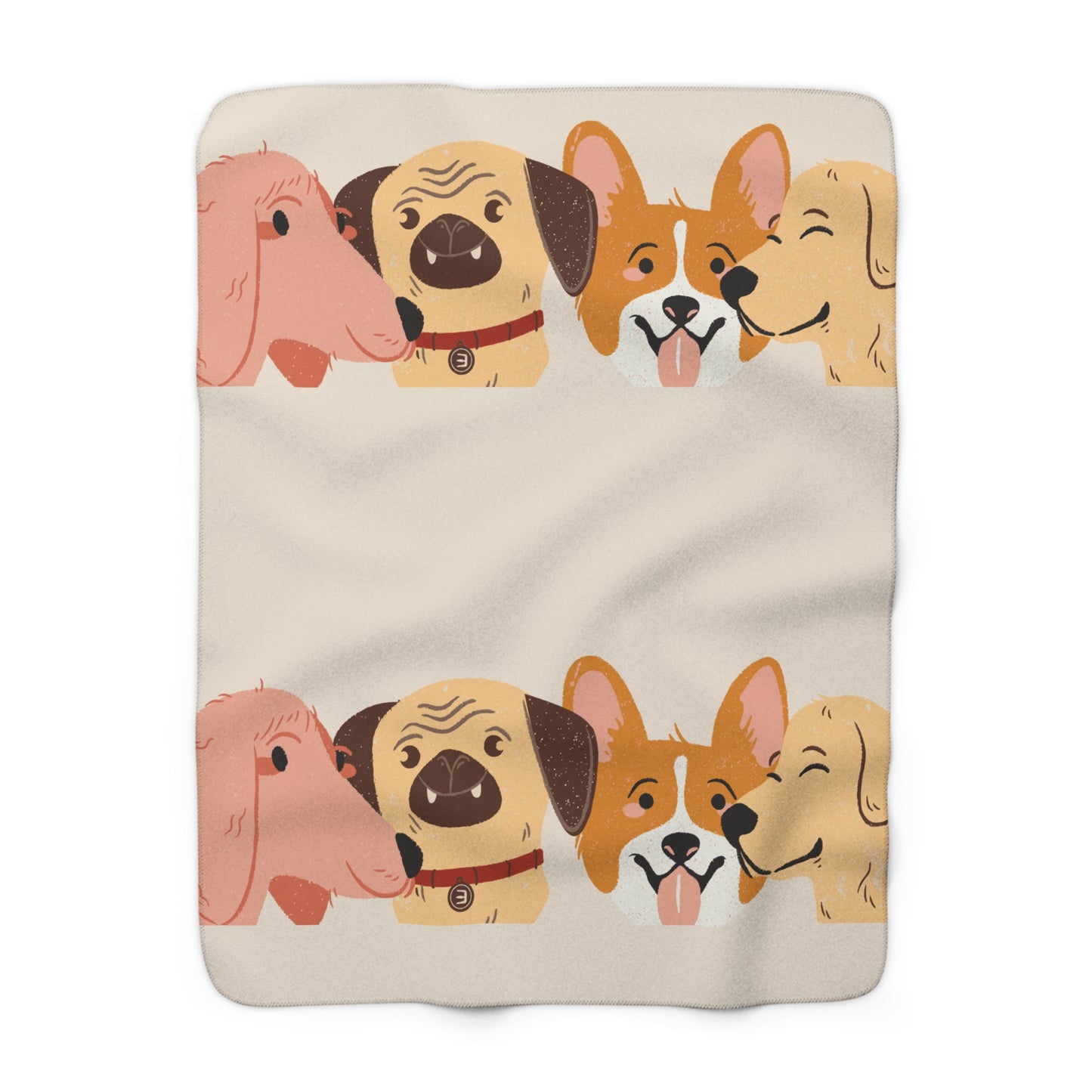 Cozy Dog Faces Sherpa Fleece Blanket — Cute Puppy Pattern Throw
