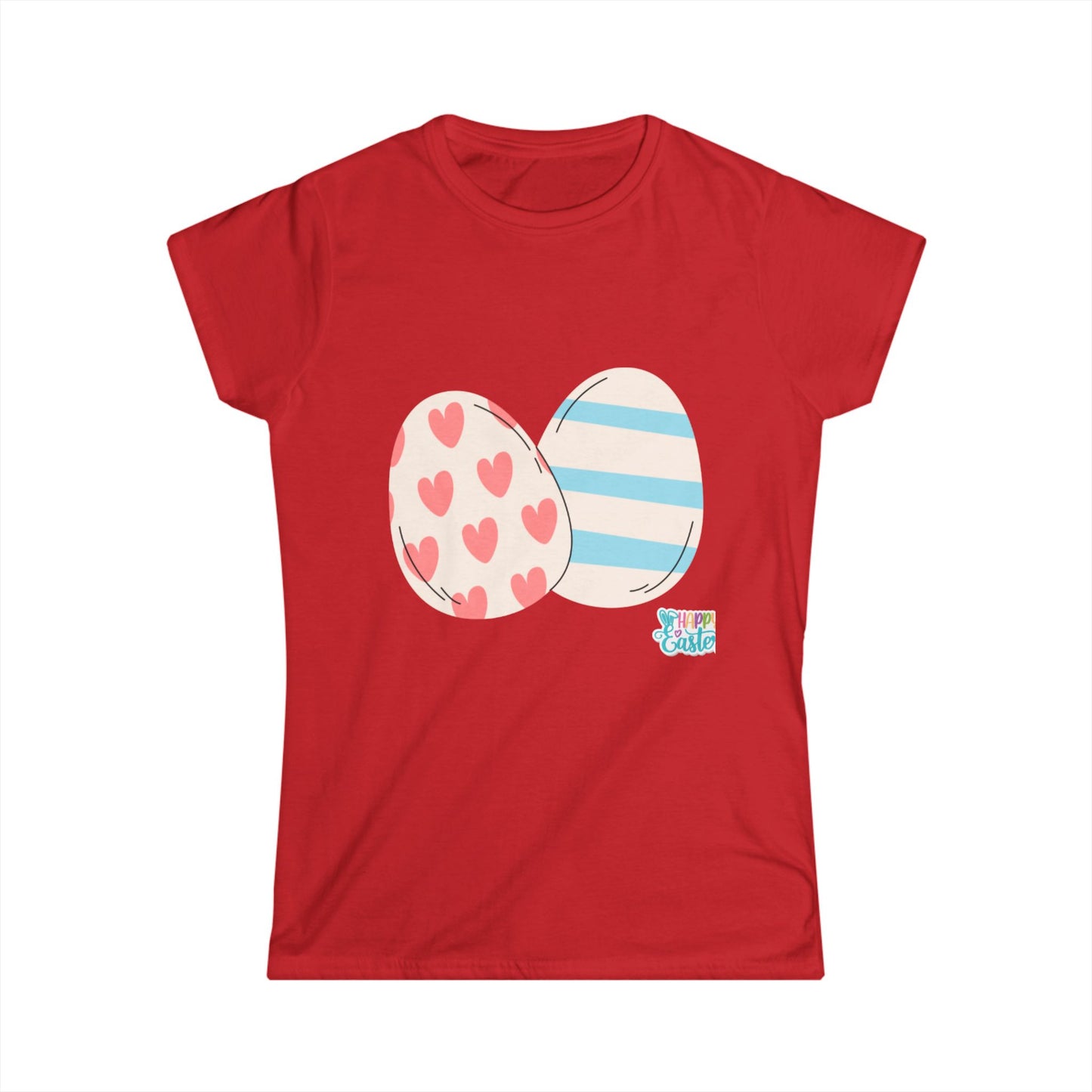 Easter Egg Pattern Women's Softstyle Tee – Cute Spring T-Shirt for Celebrations