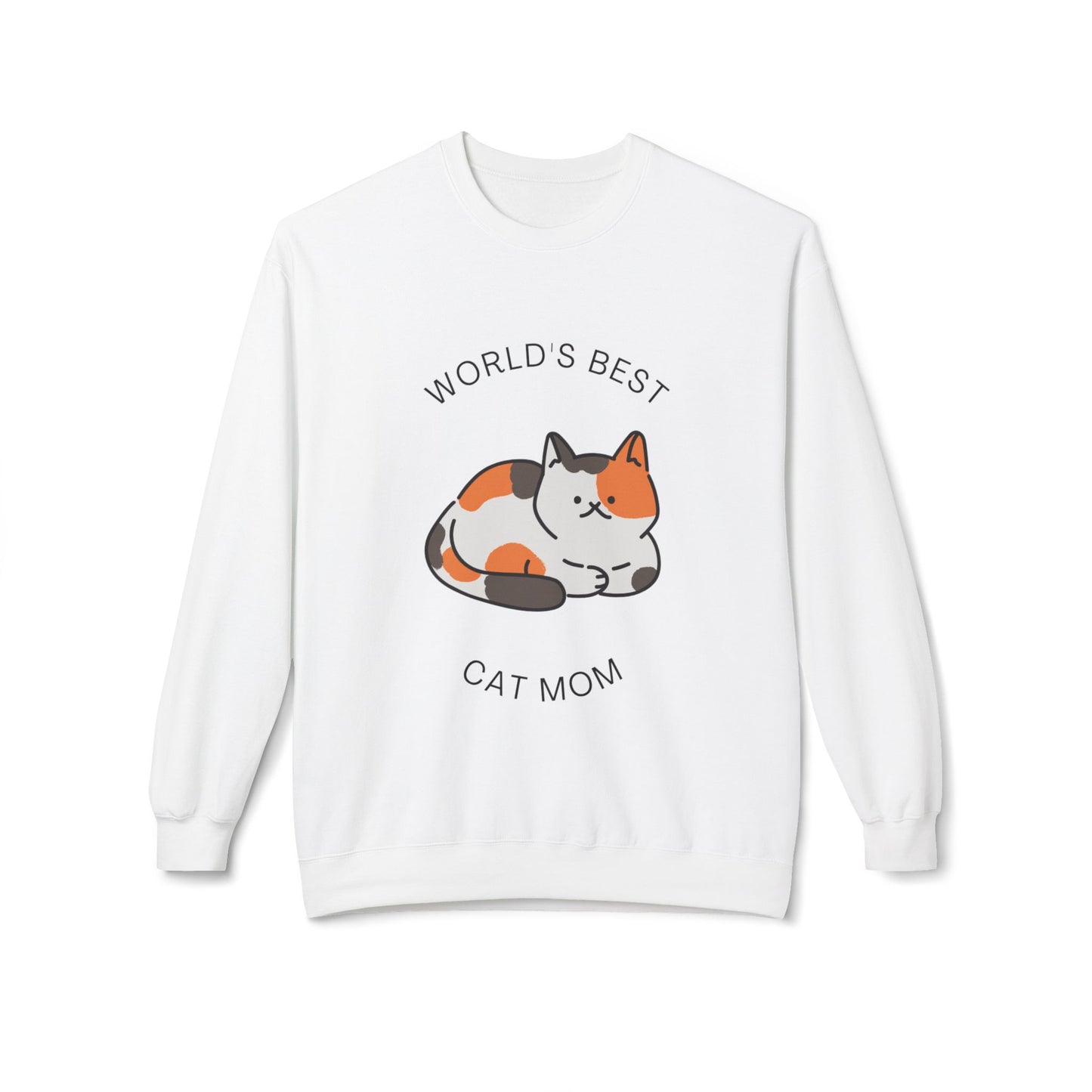 Cat Mom Sweatshirt - "World's Best" Cute Calico Cat Crewneck