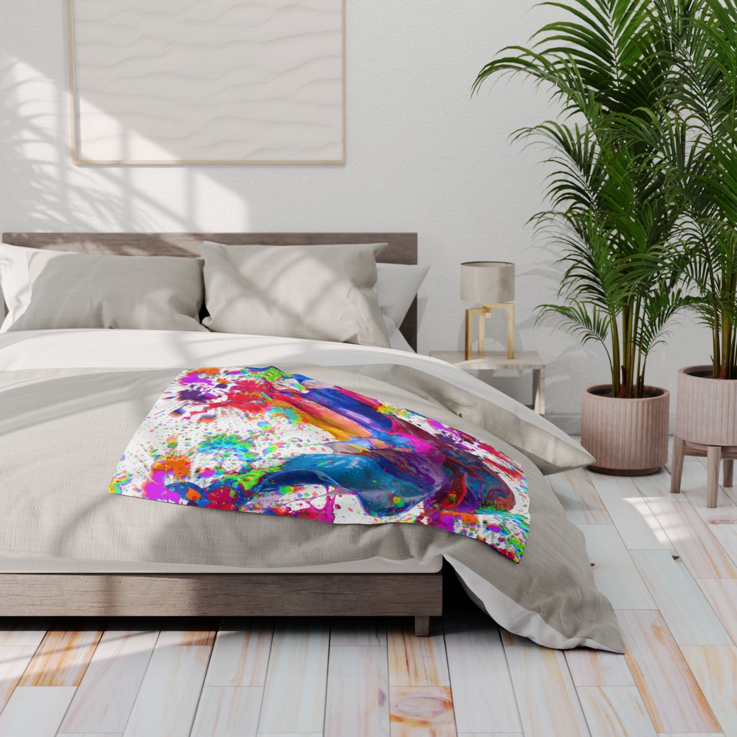 Arctic Fleece Blanket — Vibrant Abstract Paint Splash Throw