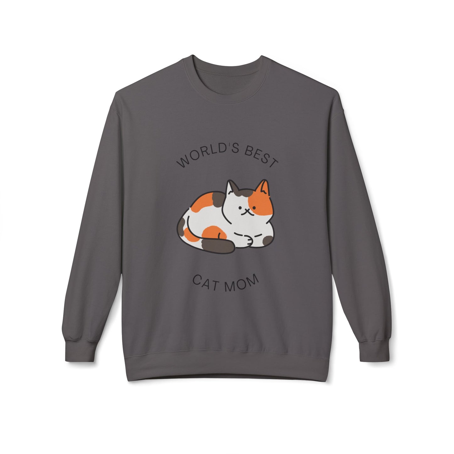 Cat Mom Sweatshirt - "World's Best" Cute Calico Cat Crewneck