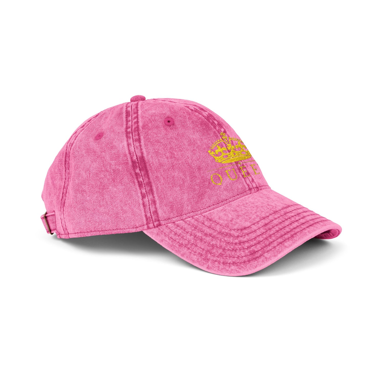 Embroidered 'Queen' Vintage Baseball Cap - Distressed Red Crown Hat