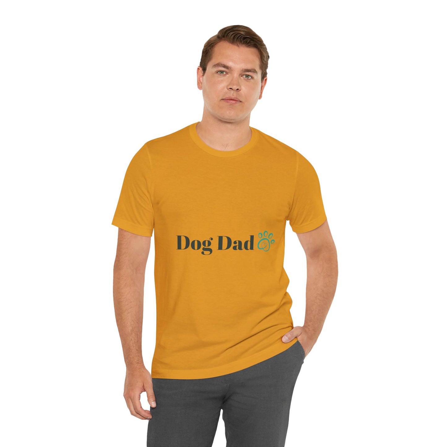 Dog Dad T-Shirt — ‘Dog Dad’ Text with Paw Print Tee