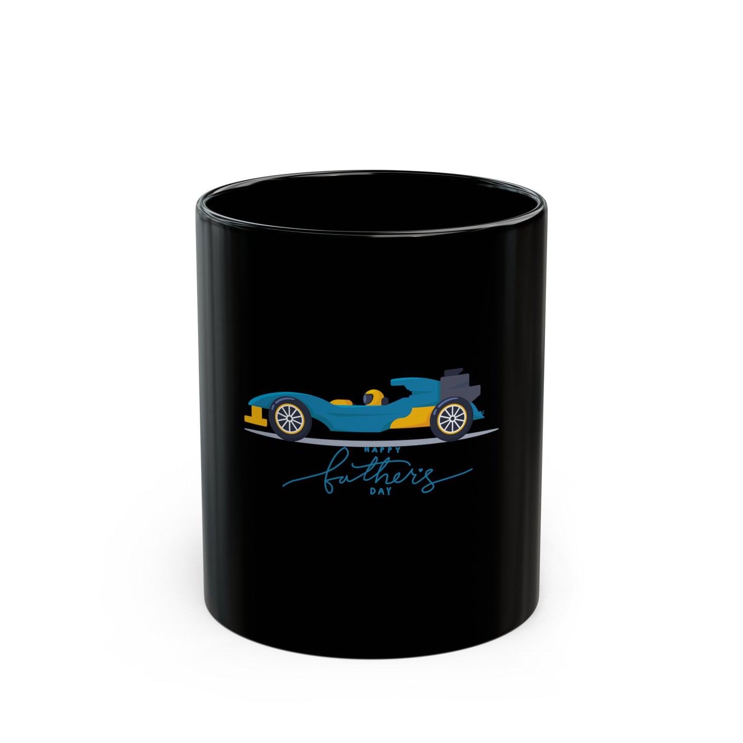 Father's Day Race Car Mug — Blue Vintage Racer Coffee Cup (11oz/15oz)