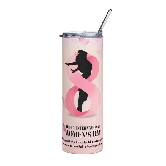 International Women’s Day 20oz Stainless Tumbler — Pink Ribbon Silhouette