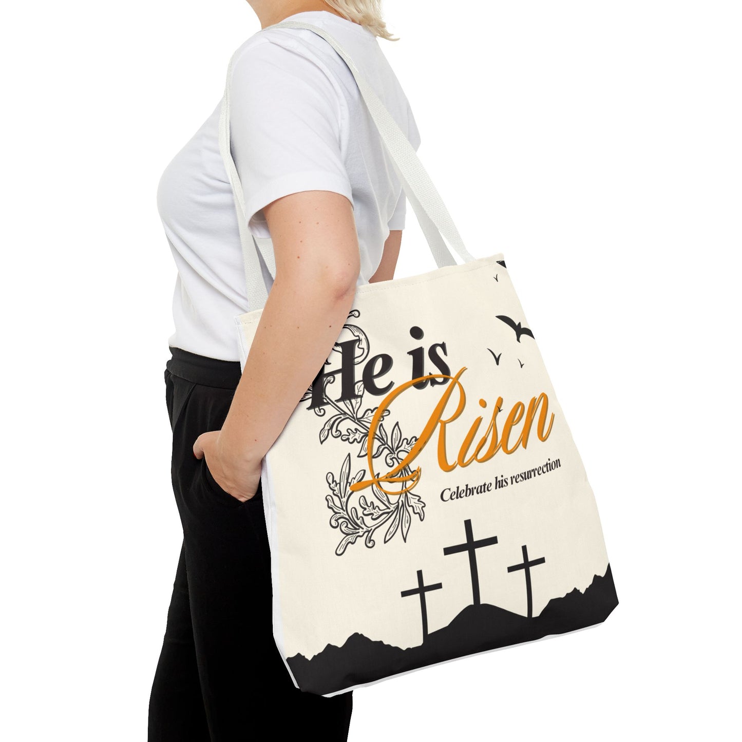 He Is Risen Easter Tote Bag — Christian Resurrection Canvas Tote