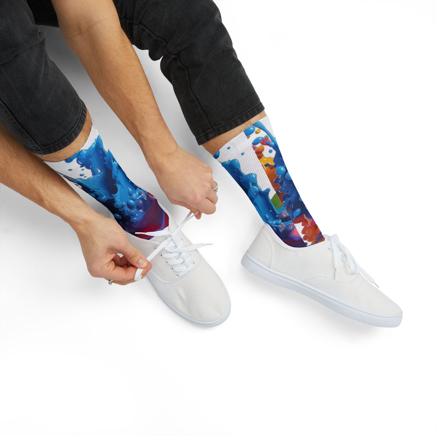 Color Splash Sublimation Socks — Abstract Rainbow Crew Socks