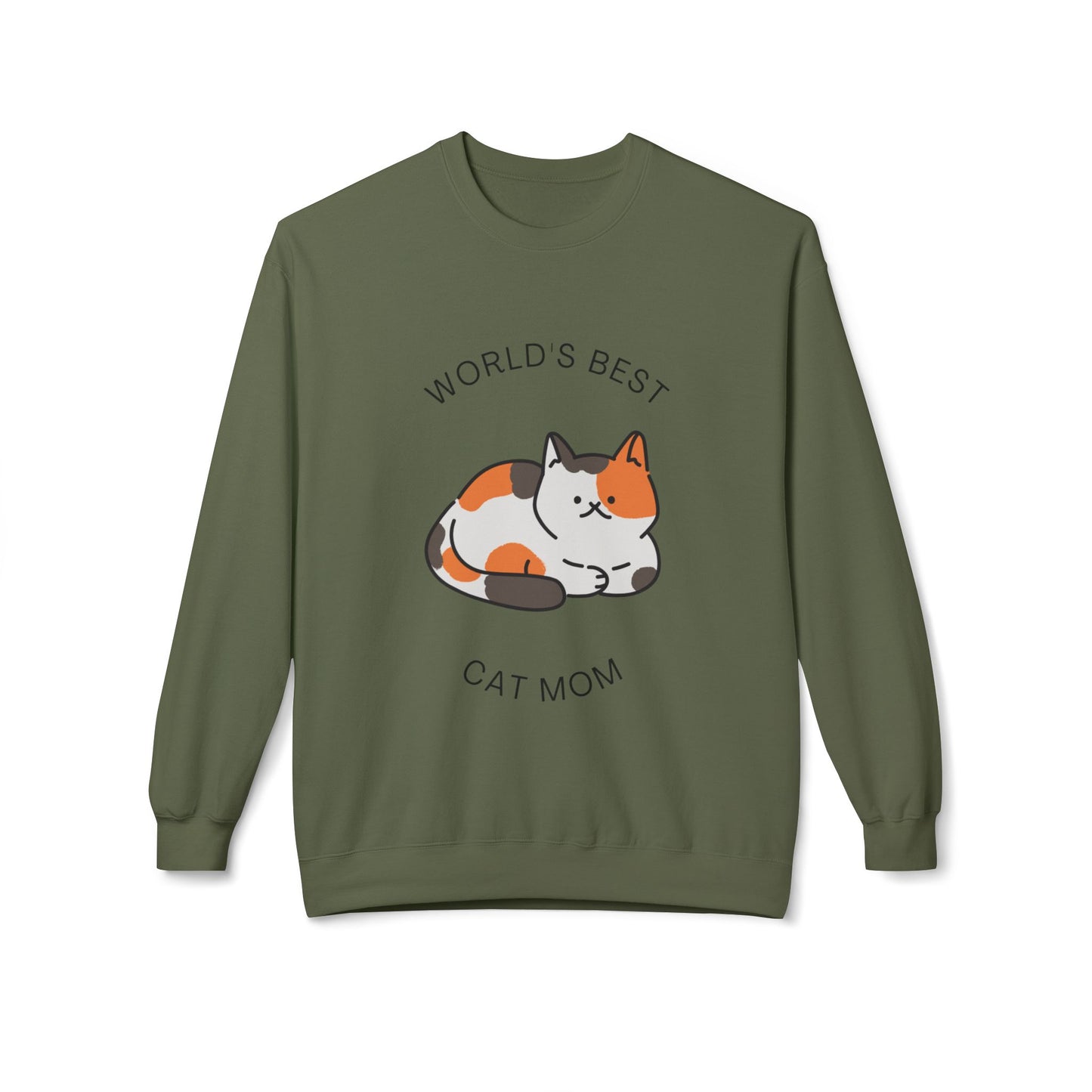Cat Mom Sweatshirt - "World's Best" Cute Calico Cat Crewneck
