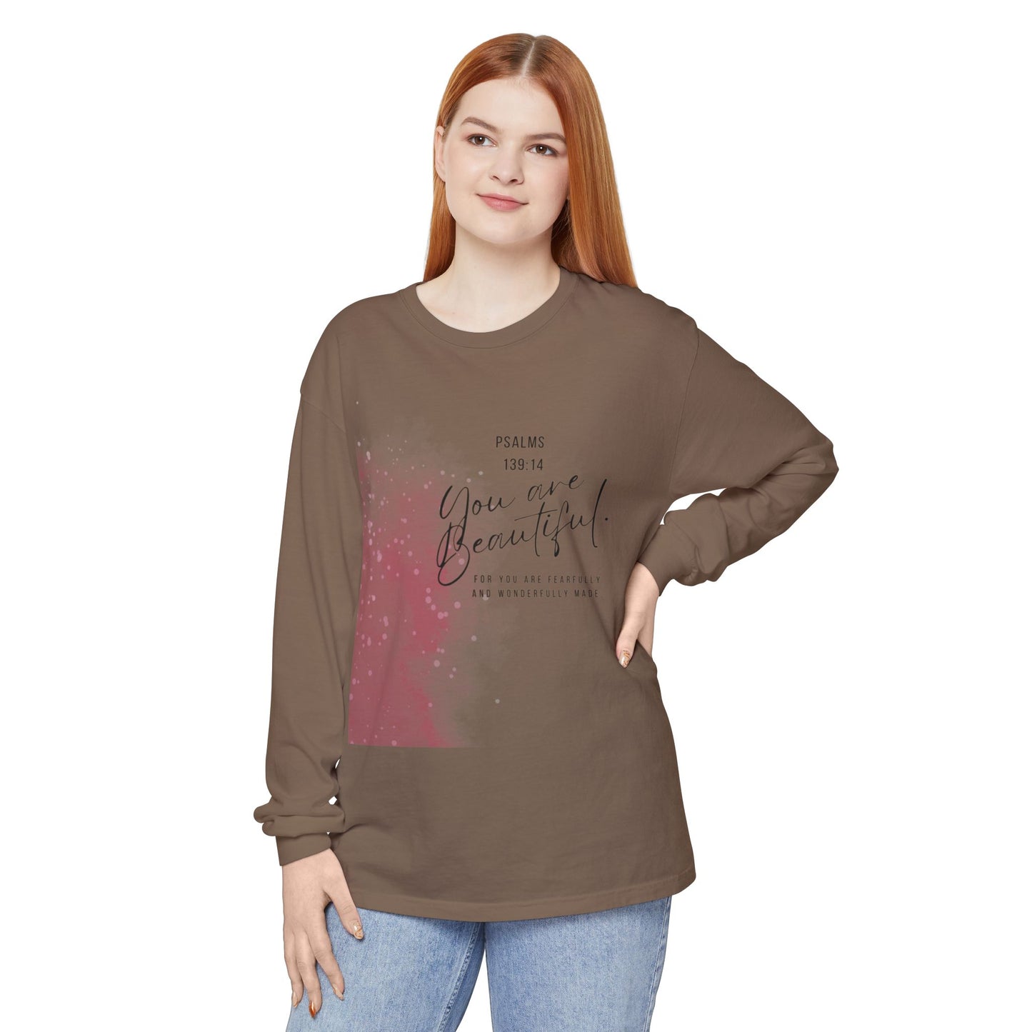 You Are Beautiful Long Sleeve Tee — Psalm 139:14 Inspirational Christian Shirt