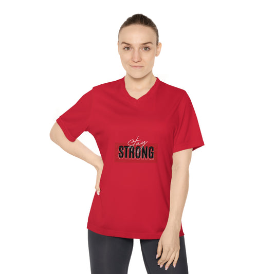 Stay Strong V-Neck Tee — Women's Motivational Performance Shirt