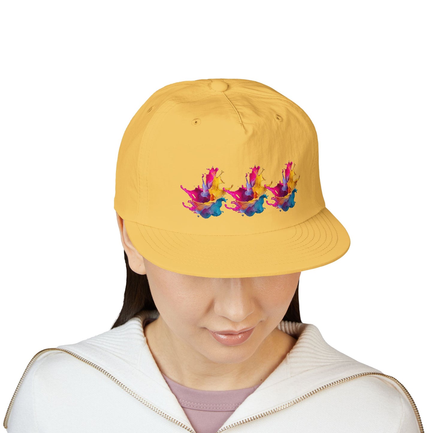 Surf Cap — Colorful Watercolor Wave Snapback Hat