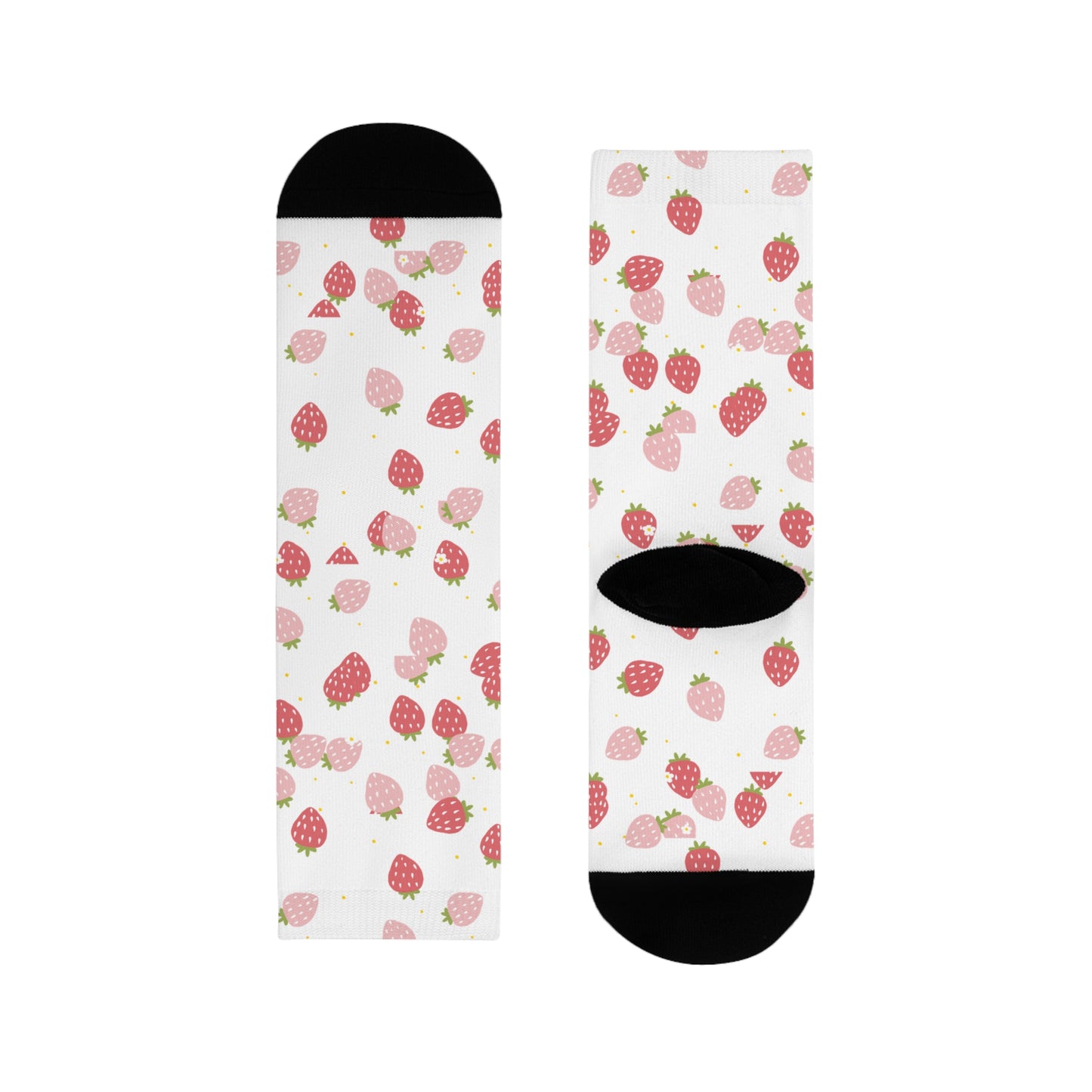 Strawberry Pattern Crew Socks – Cute Pink Fruit Sublimation Socks