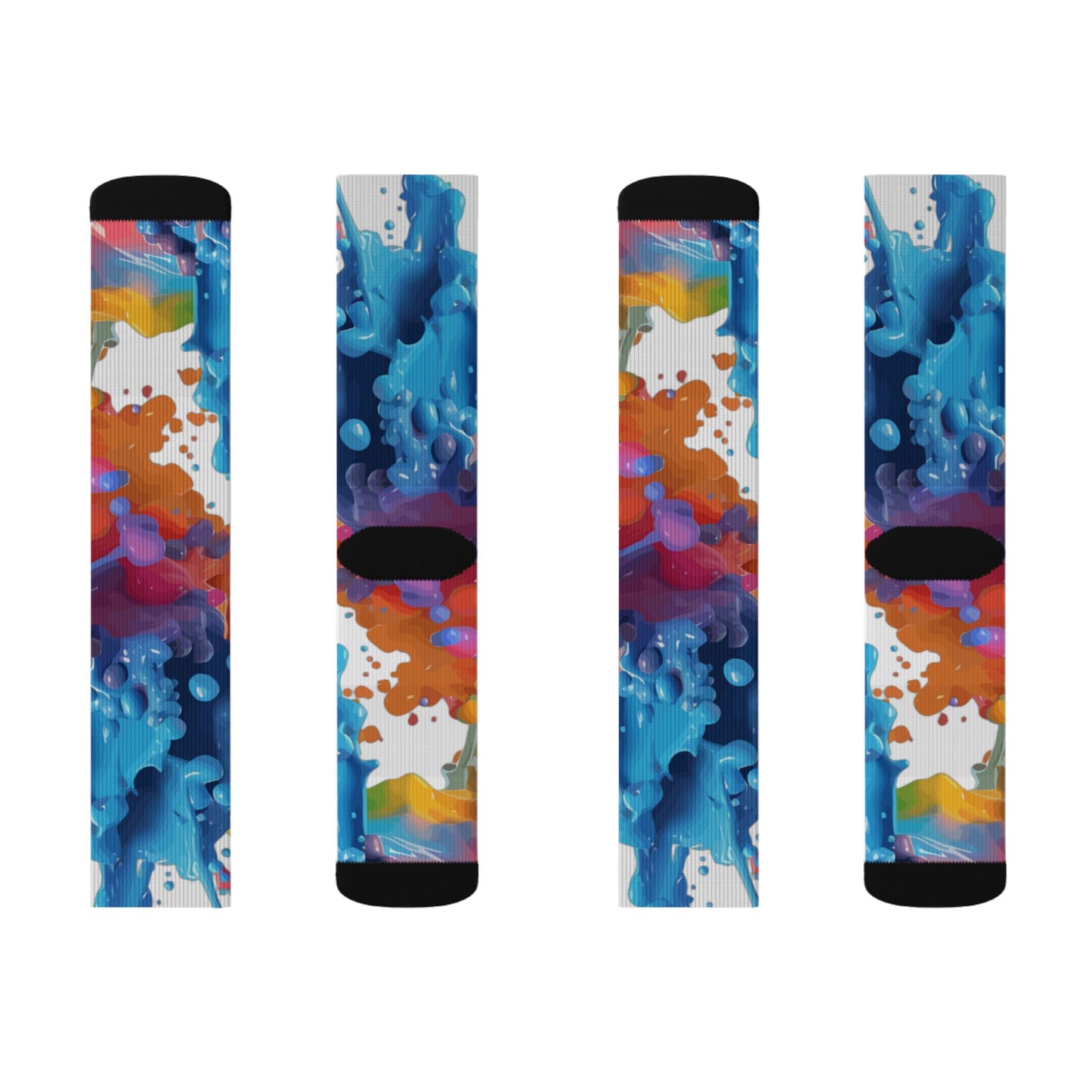 Color Splash Sublimation Socks — Abstract Rainbow Crew Socks