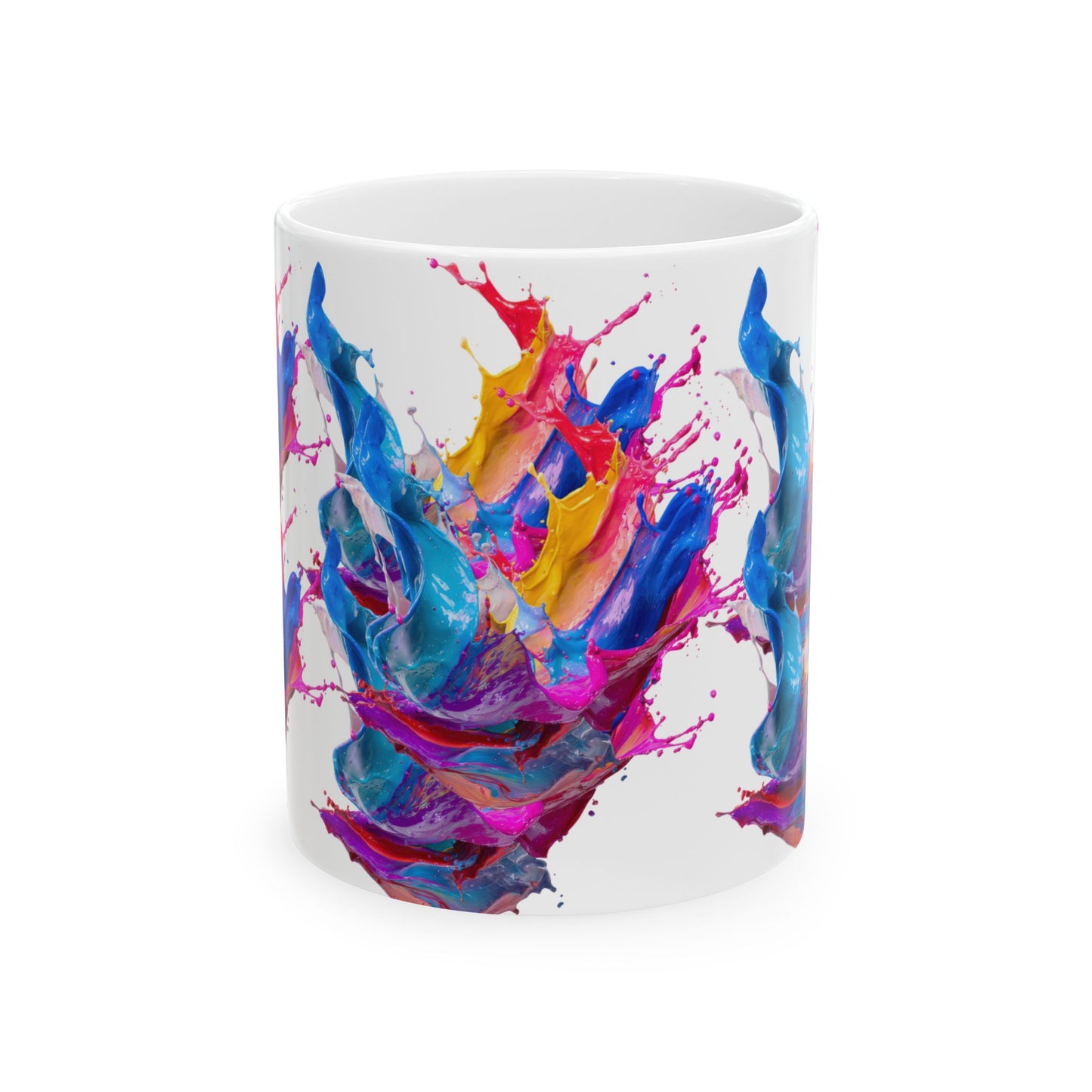Colorful Paint Splash Ceramic Mug — Artistic Abstract 11oz/15oz Coffee Cup