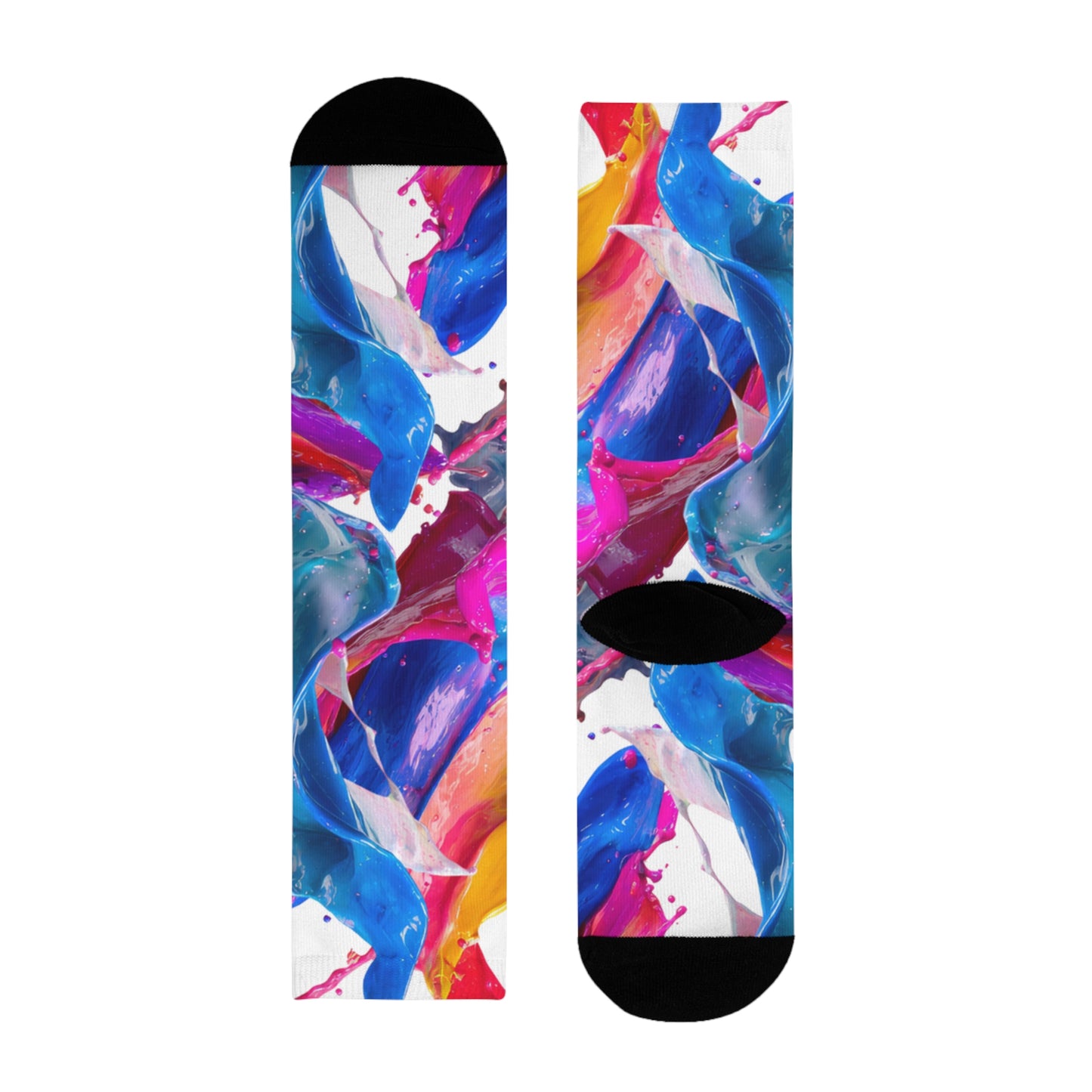 Abstract Paint Splash Crew Socks — Colorful Sublimation Art Socks