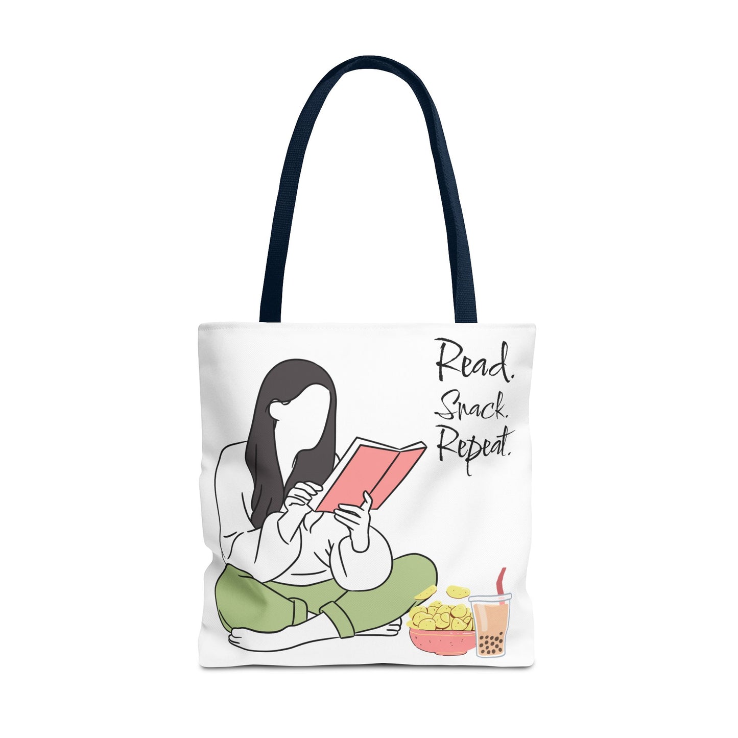 Reading Snack Tote Bag — "Read. Snack. Repeat." Book Lover Canvas Tote