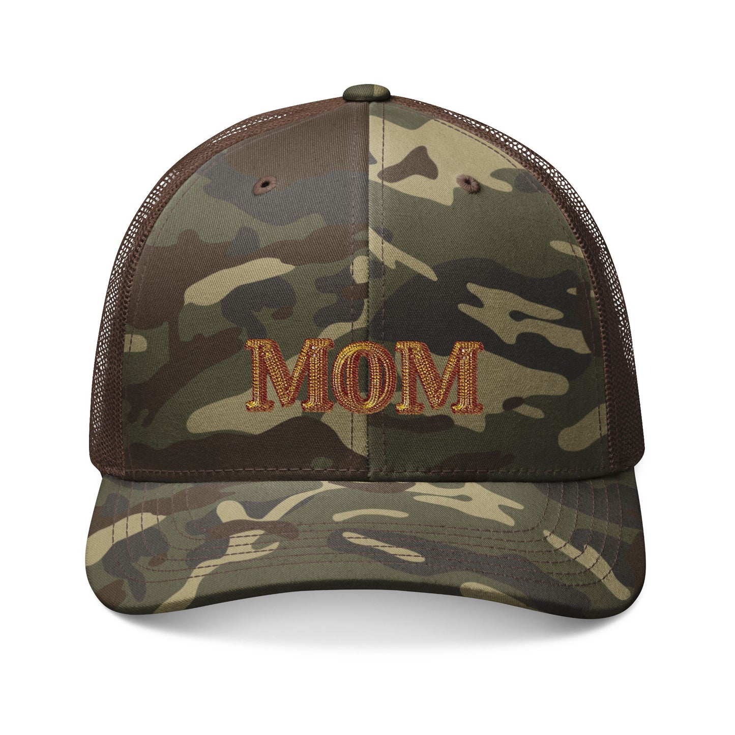 Camo Glitter Mom Trucker Hat — Embroidered "MOM" Glitter Patch