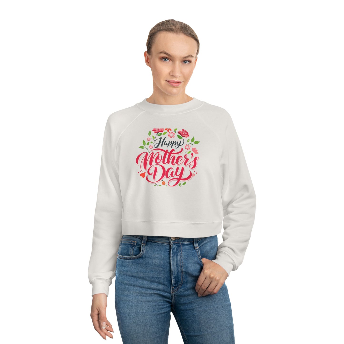 Happy Mother's Day Women's Cropped Fleece Pullover - Stylish and Cozy Gift