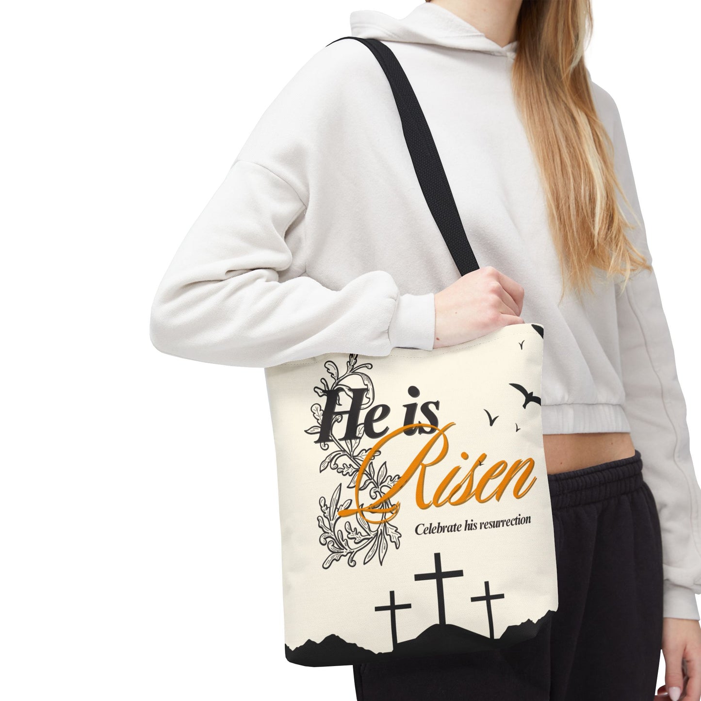 He Is Risen Easter Tote Bag — Christian Resurrection Canvas Tote