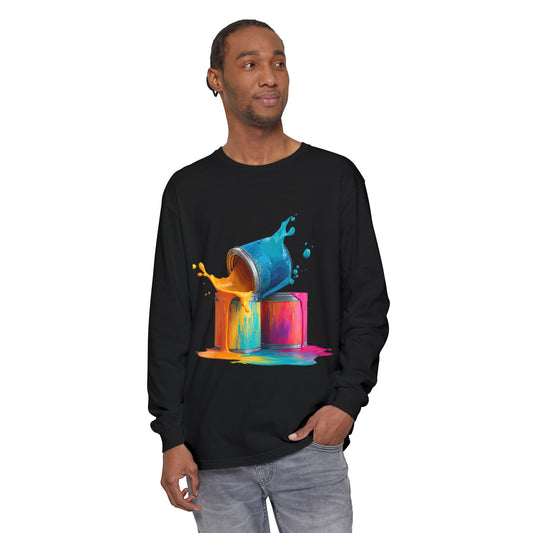 Paint Pour Long Sleeve Tee — Color Splash Art Shirt