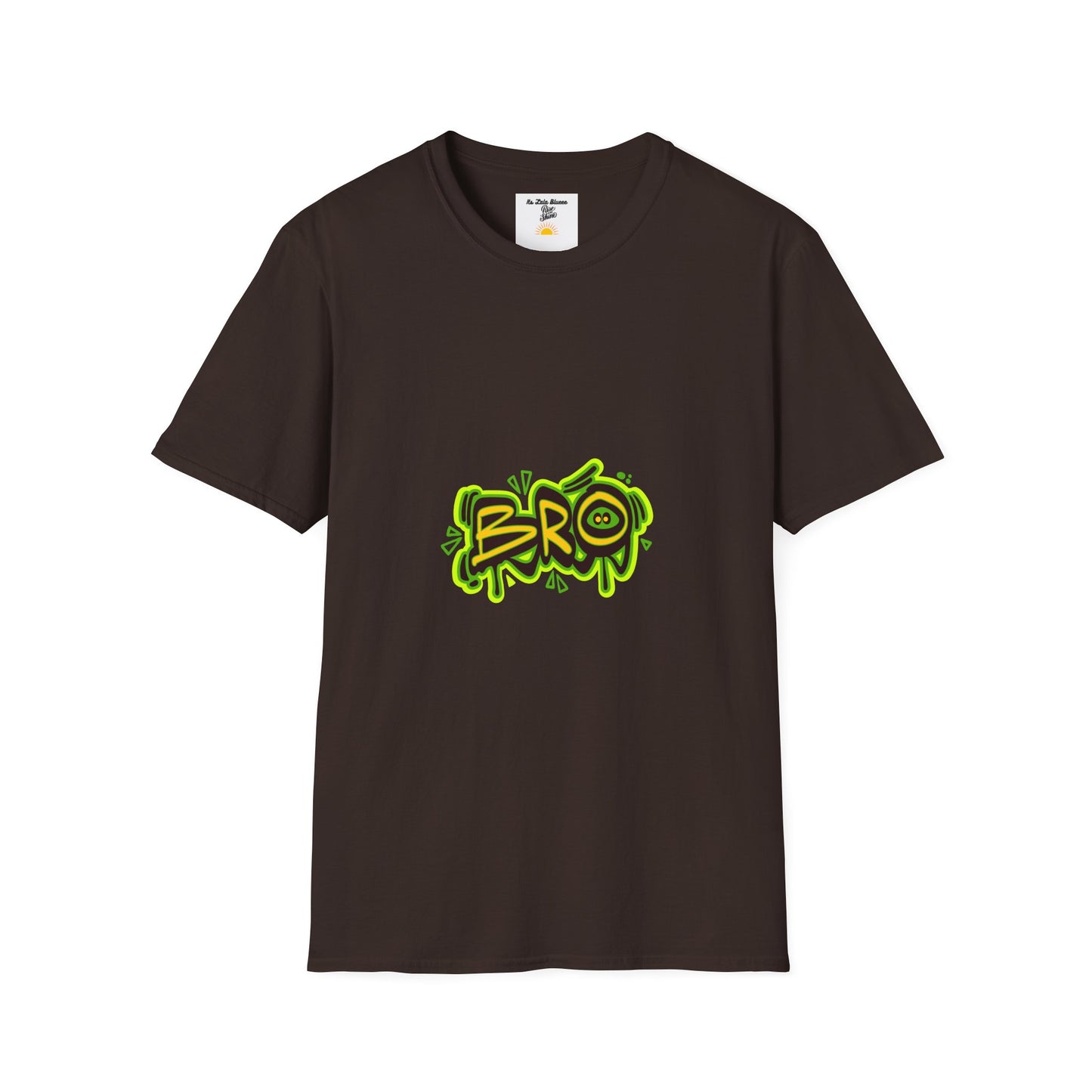 Bro Graffiti T-Shirt — Urban Streetwear Tee with Neon Green Spray Graphic