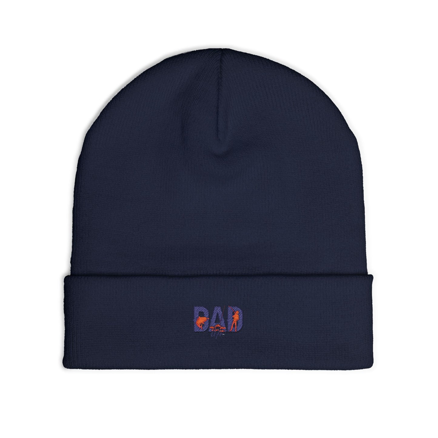 Embroidered 'DAD' Knit Beanie – Floral Accent Winter Hat for Fathers