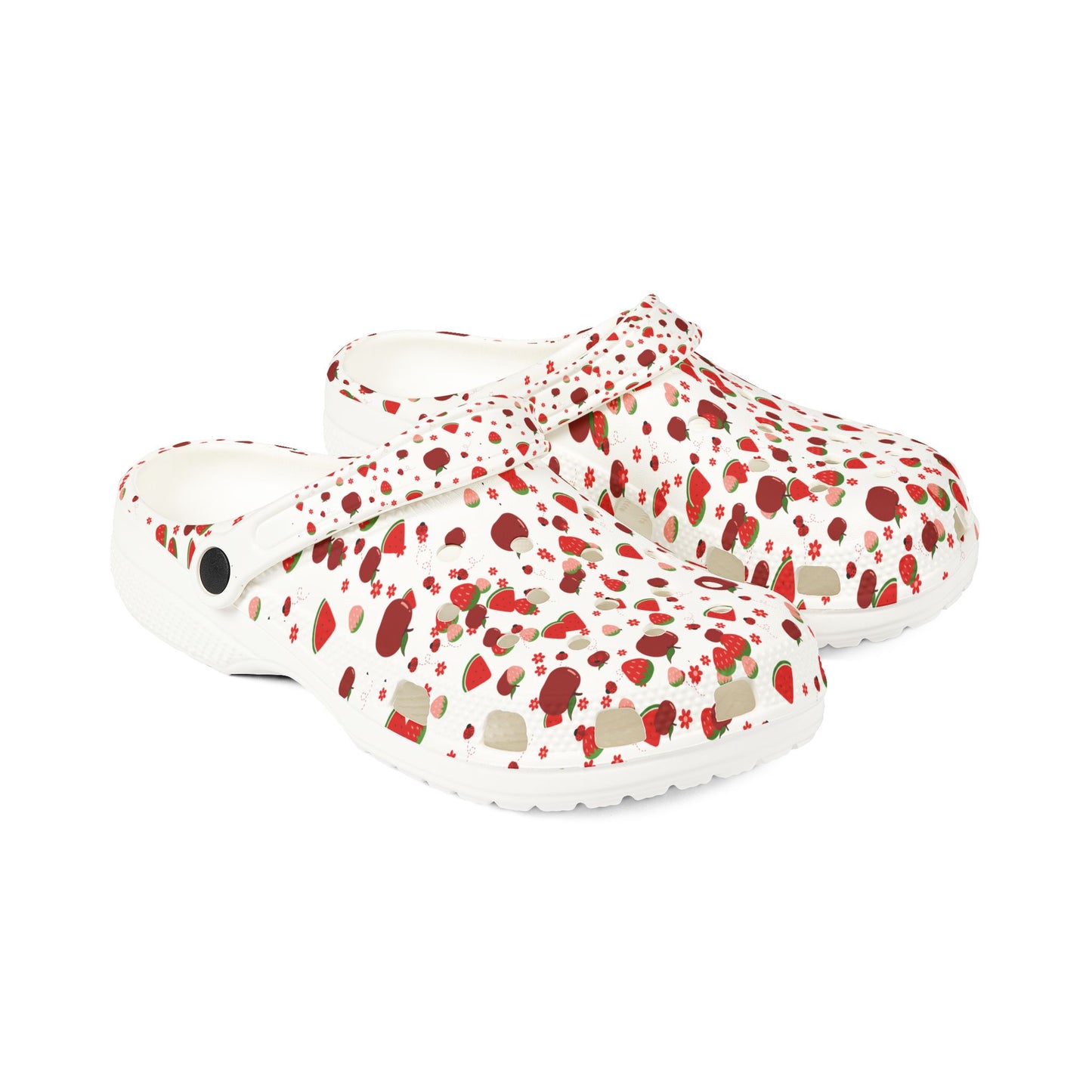 Red Confetti EVA Foam Clogs — Lightweight Splash-Print Slip-Ons