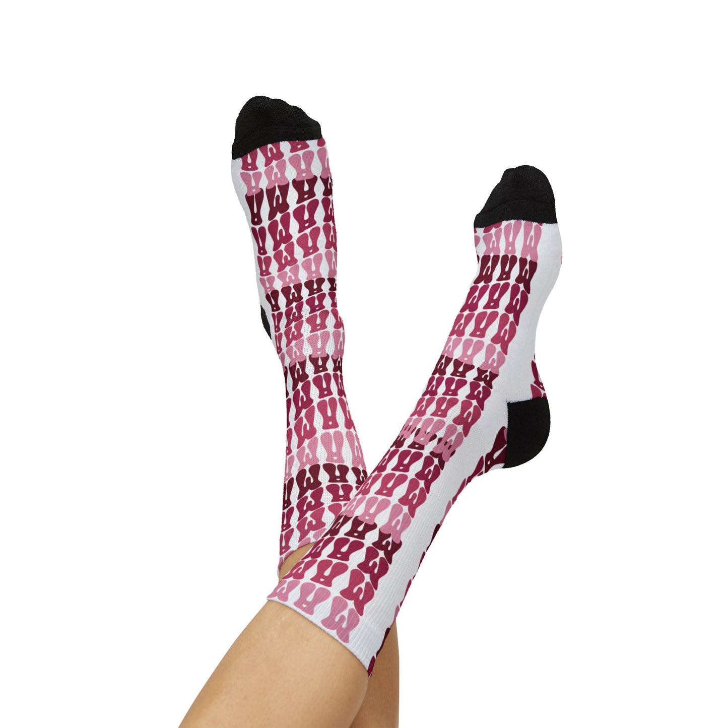 Pink Plaid Sublimation Socks — Custom Patterned Crew Socks