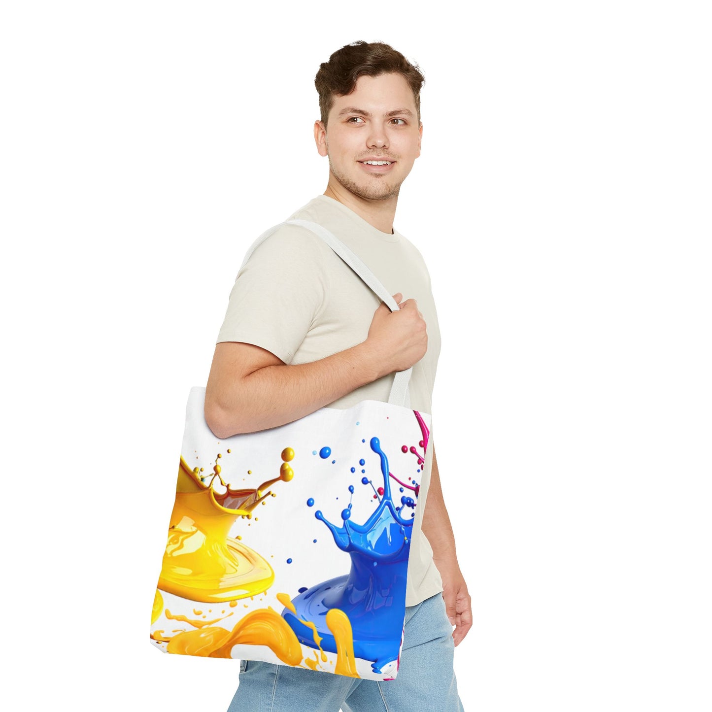 Color Splash Tote Bag – Vibrant Blue & Yellow Paint Splash All-Over Print
