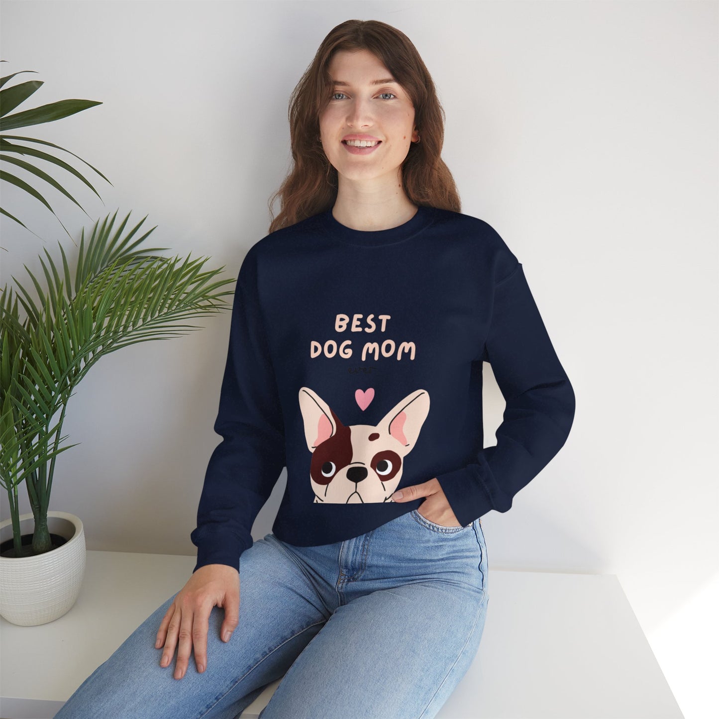 Best Dog Mom Sweatshirt — Cute French Bulldog Crewneck for Dog Lovers