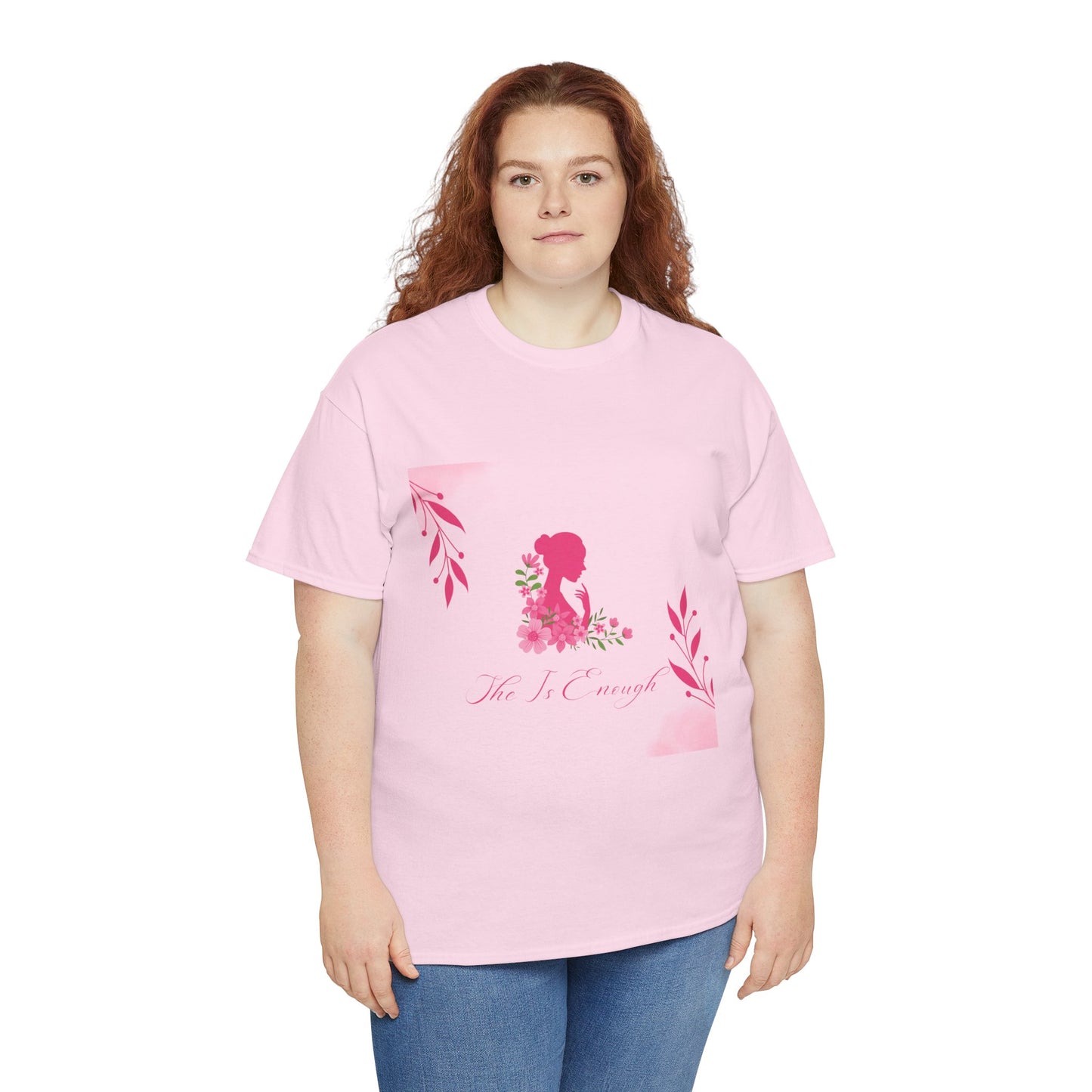 Floral Silhouette Tee — "She Is Enough" Inspirational Women's Shirt