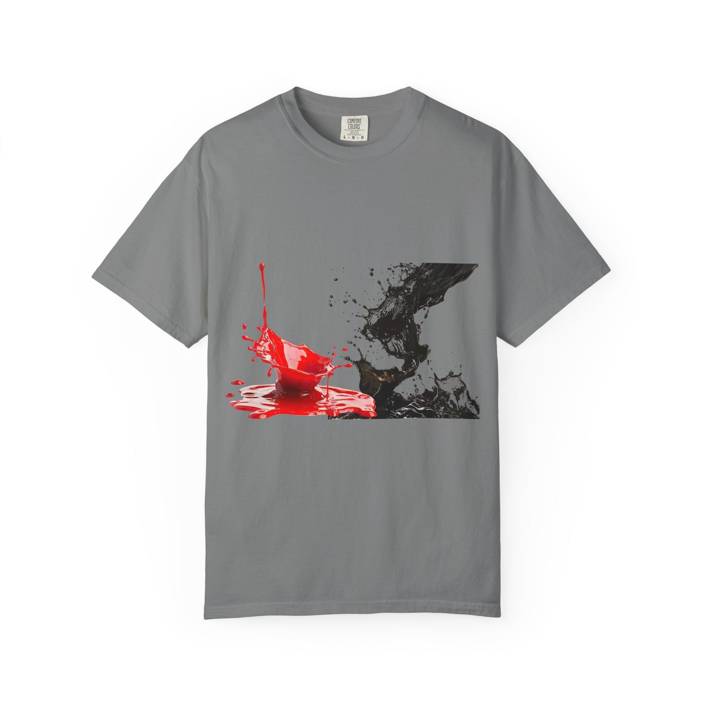 Ink Splash Graphic T-Shirt — Red & Black Abstract Art Tee