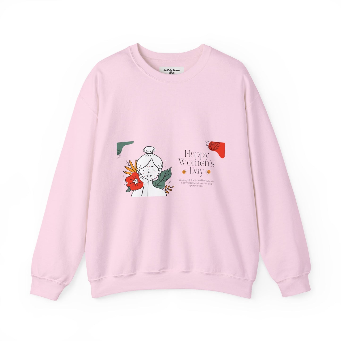 Crewneck Sweatshirt — "Happy Women's Day" Floral Line Art