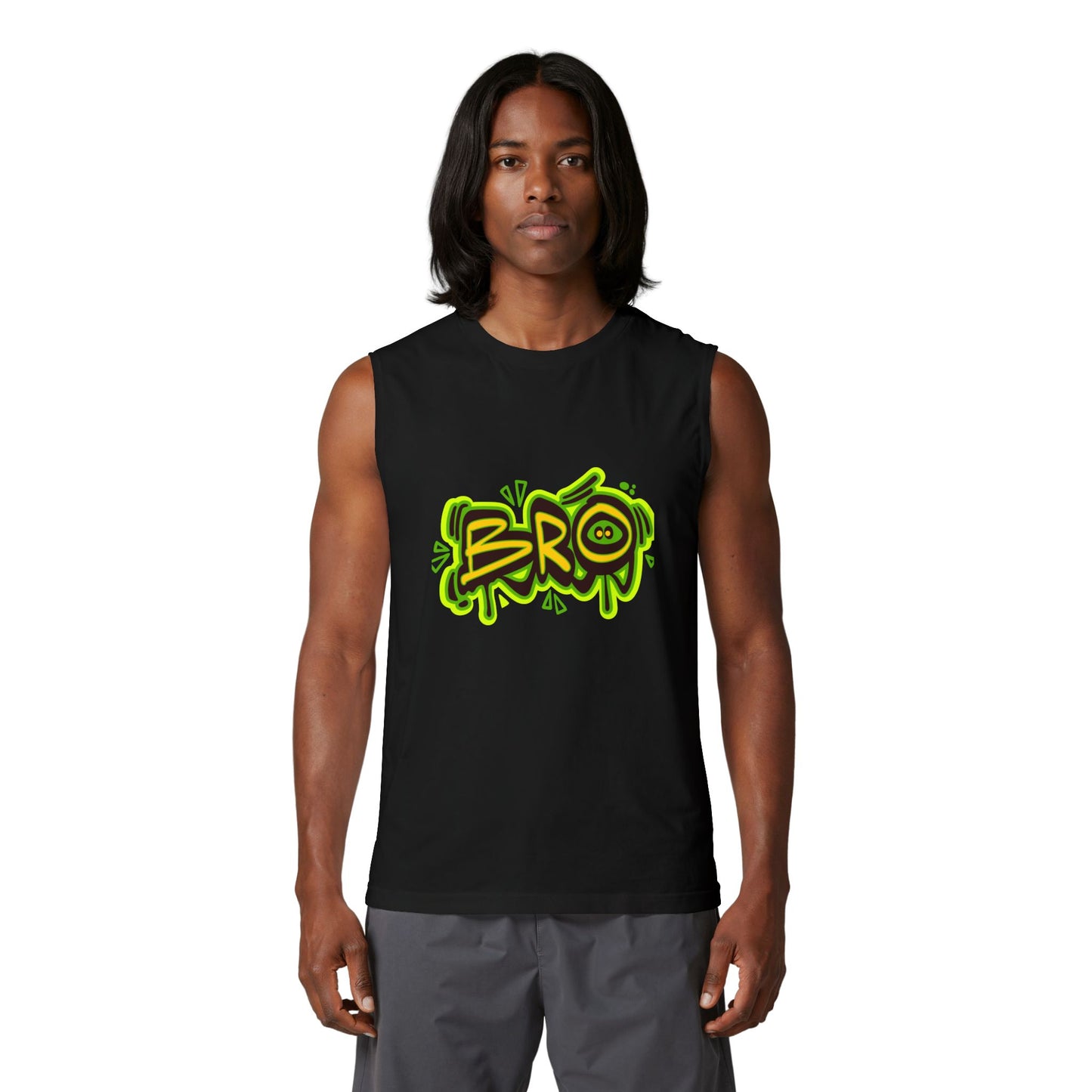Bro Graffiti Muscle Tank — Neon Streetwear Sleeveless Tee
