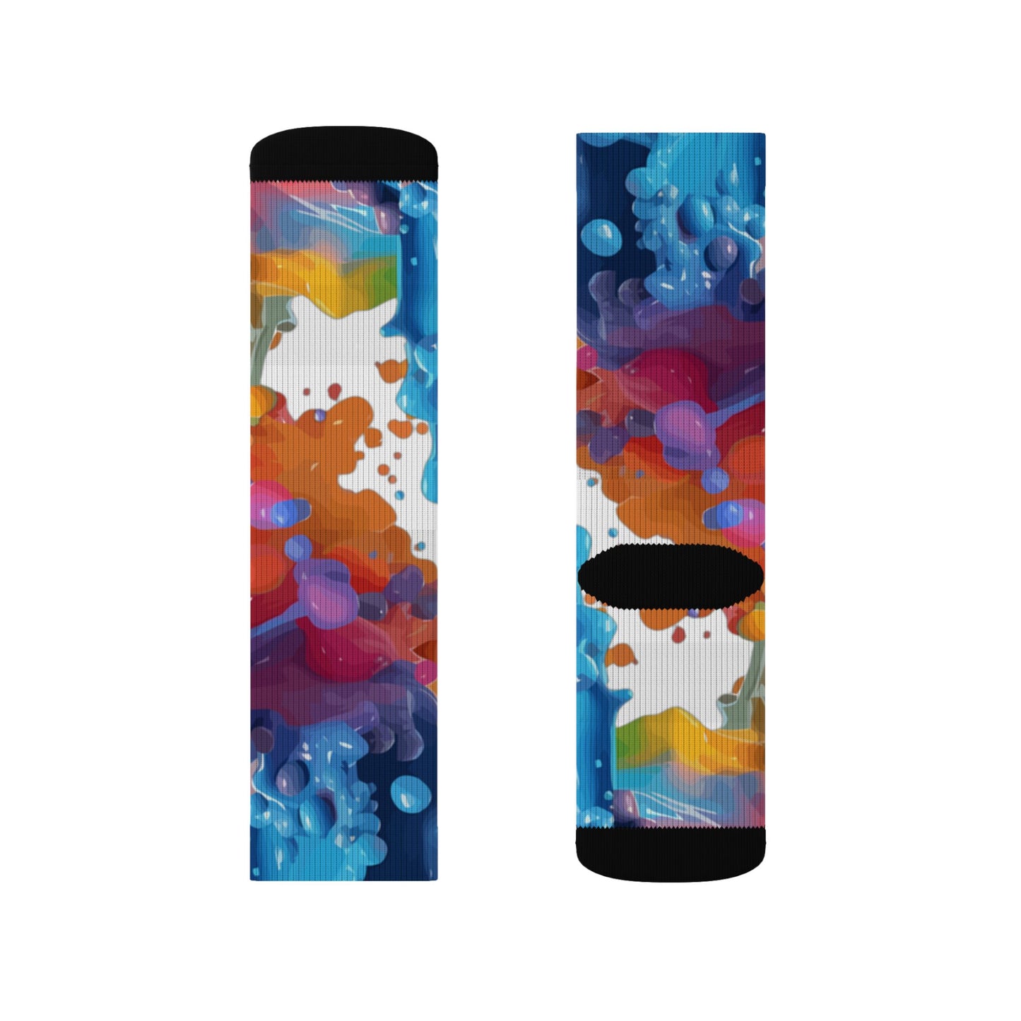 Color Splash Sublimation Socks — Abstract Rainbow Crew Socks