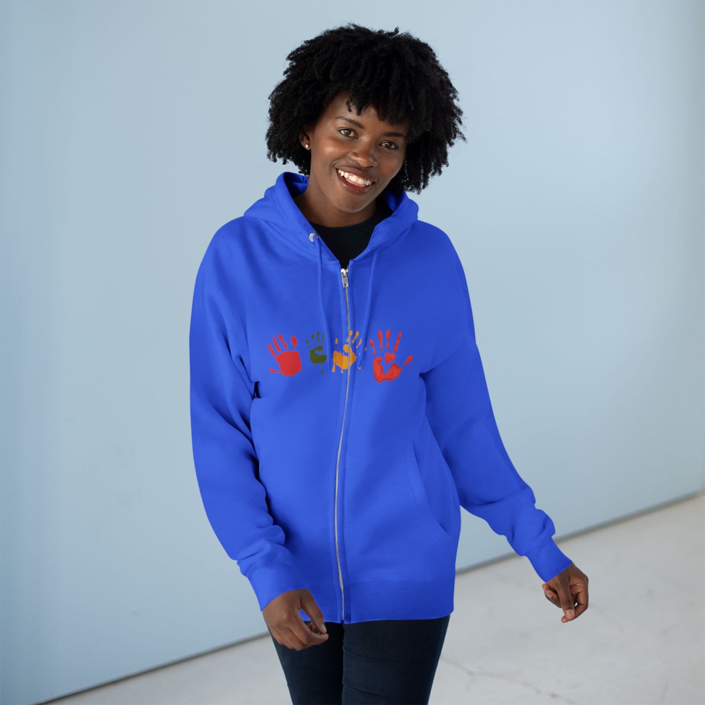 Autumn Handprint Zip Hoodie — Art Design