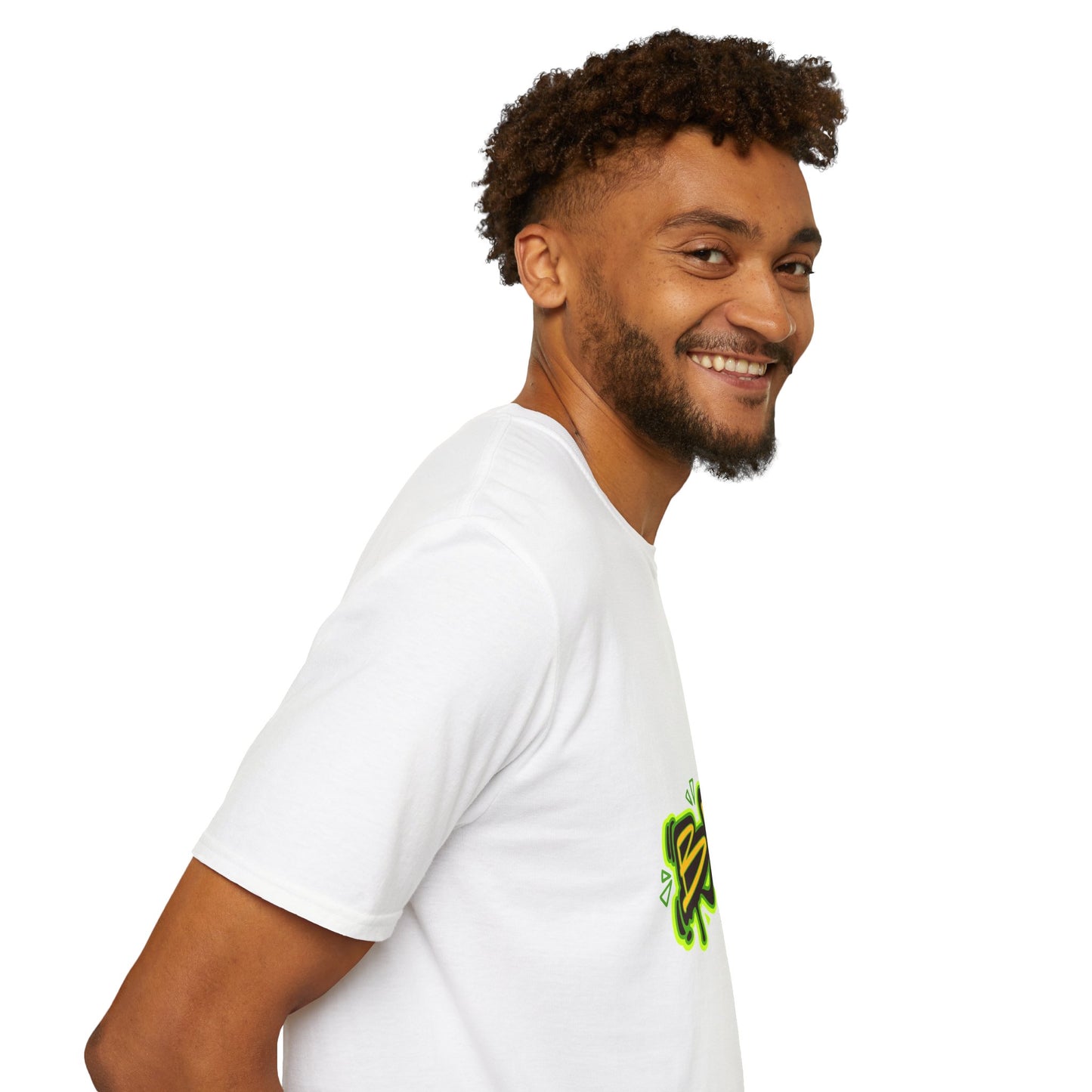 Bro Graffiti T-Shirt — Urban Streetwear Tee with Neon Green Spray Graphic