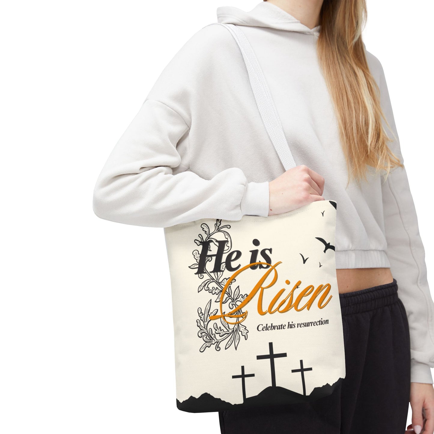 He Is Risen Easter Tote Bag — Christian Resurrection Canvas Tote