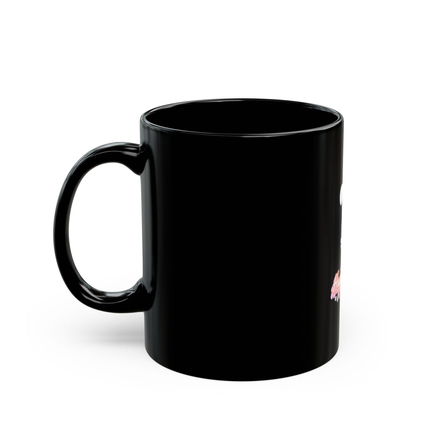 Easter Bunny Black Mug (11oz/15oz) — "Happy Easter" Cute Bunny Coffee Cup