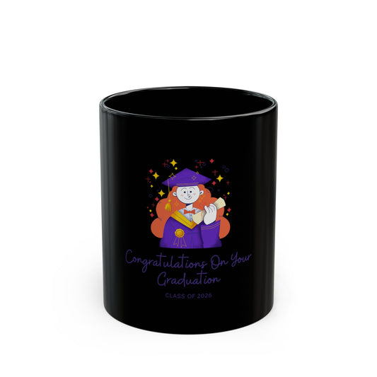 Graduation Congrats Mug – "Congratulations On Your Graduation" Class of 2025 Black Coffee Cup