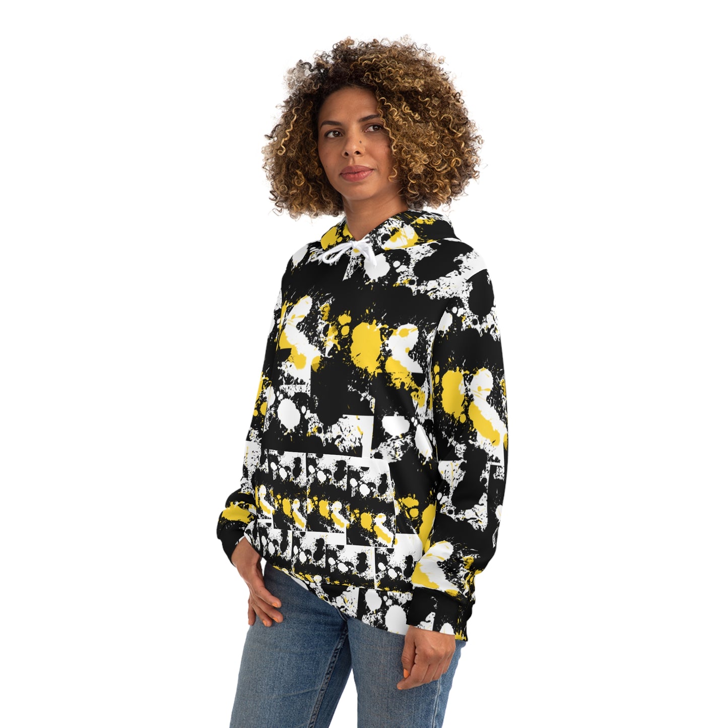 Abstract Yellow Black Splatter Hoodie