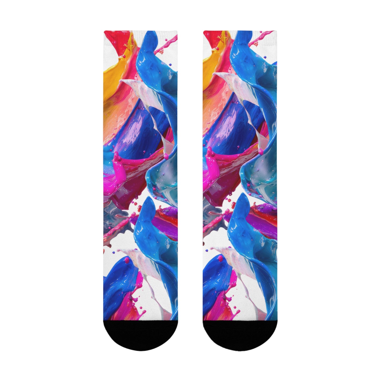 Abstract Paint Splash Crew Socks — Colorful Sublimation Art Socks