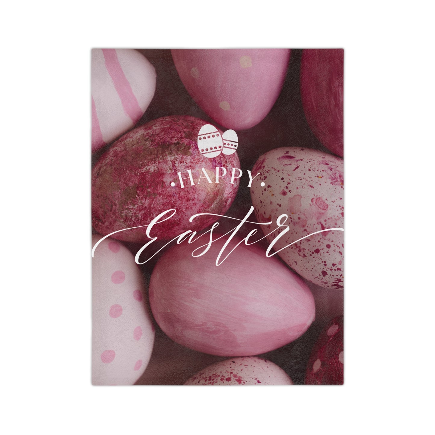 Happy Easter Pink Eggs Blanket - Velveteen Microfiber Easter Throw